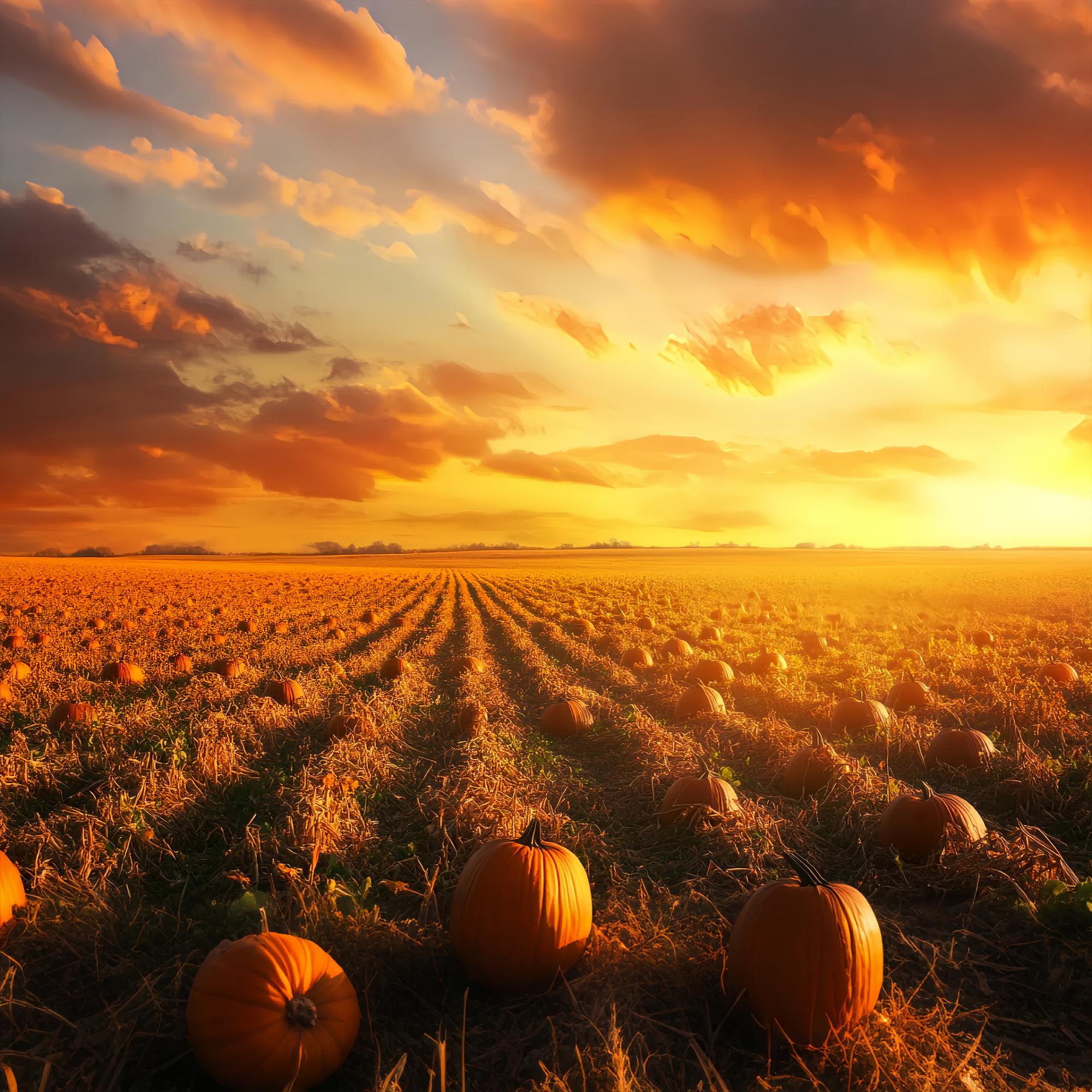 Fall Backdrop Pumpkin Rows Glowing Horizon Pumpkin Backdrop LXX58-167