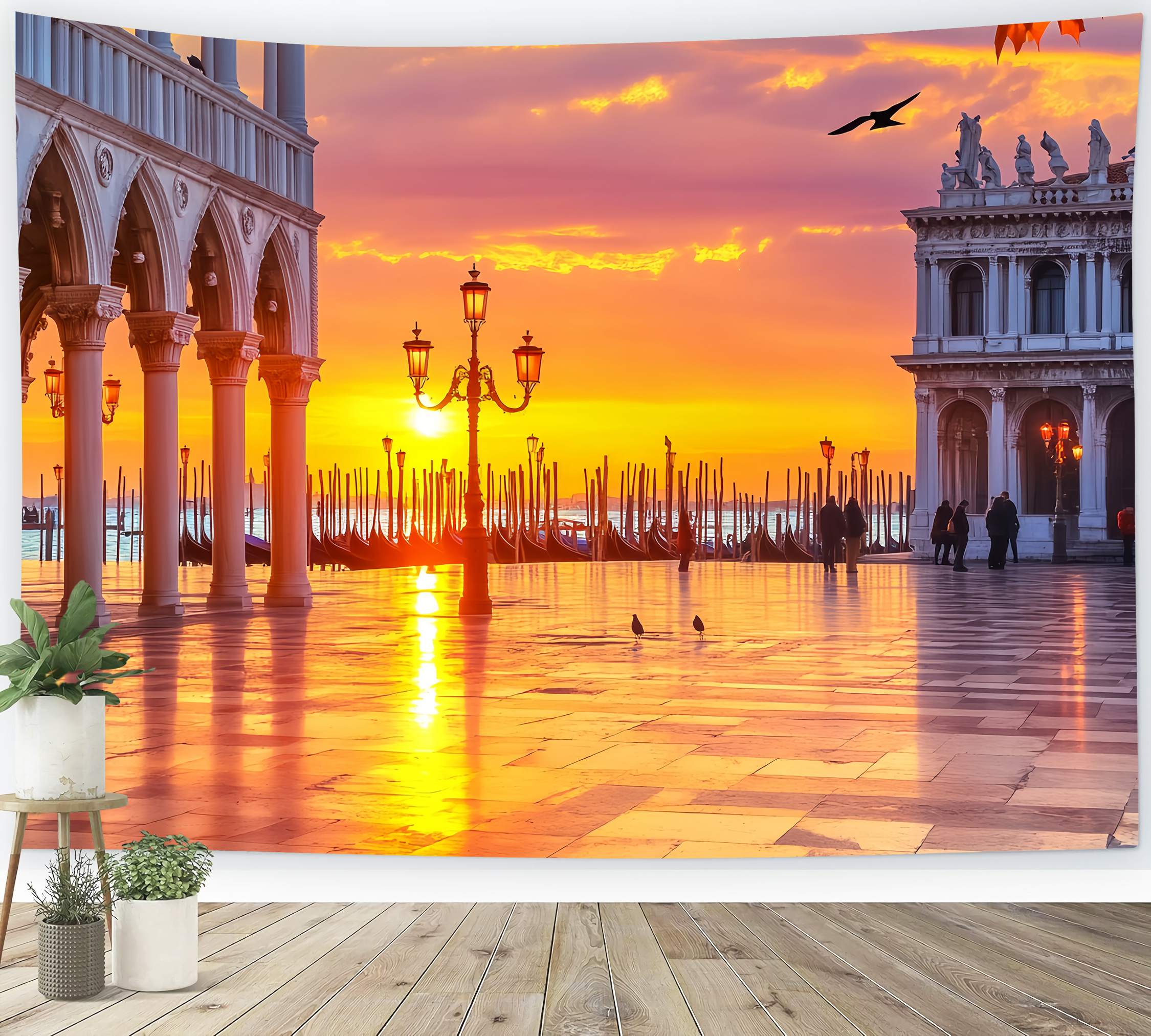 Fall Backdrops Venetian Sunrise Gondola View Sunset Backdrop LXX58-171