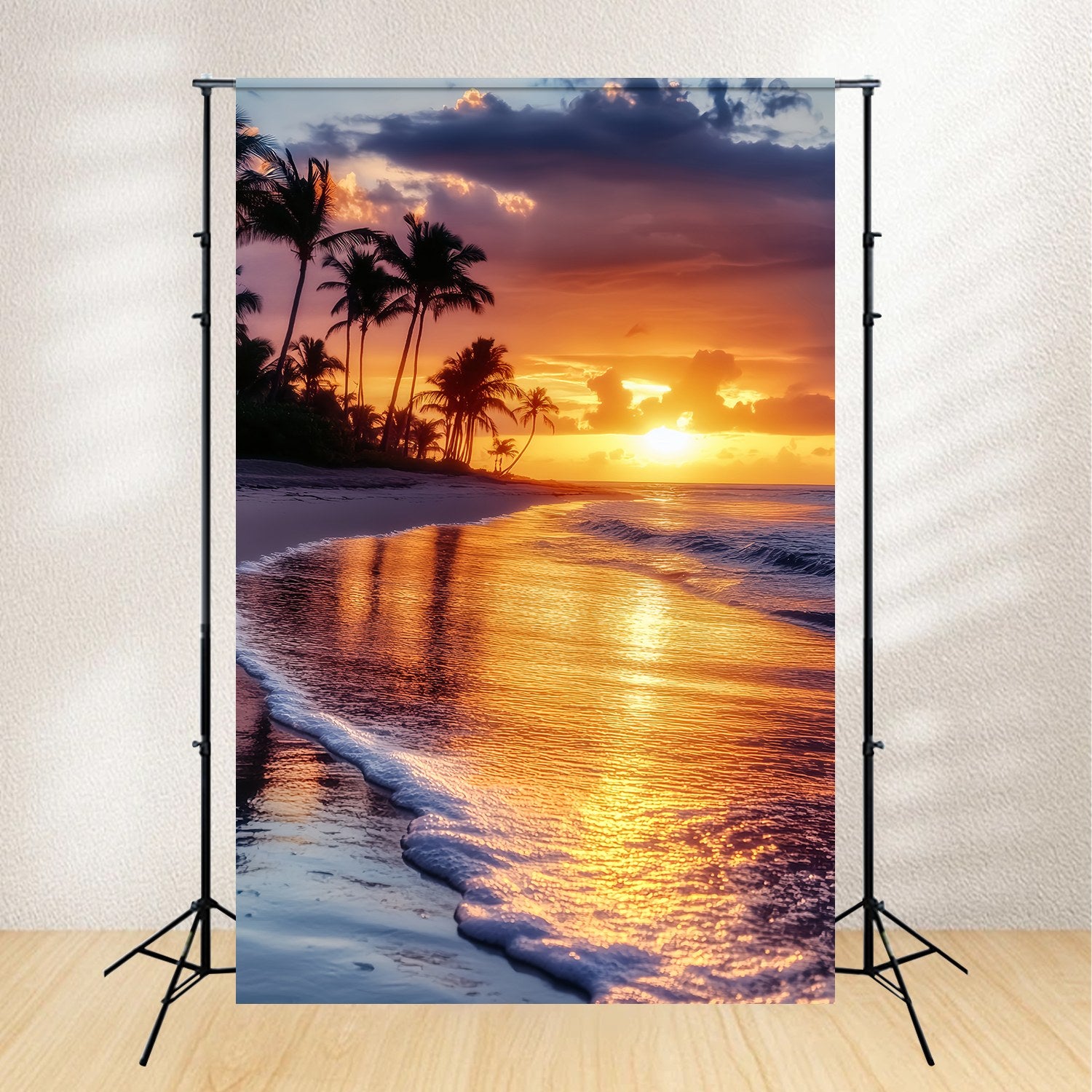Fall Backdrop Tropical Palm Coast Sunset Glow Sunset Backdrop LXX58-179