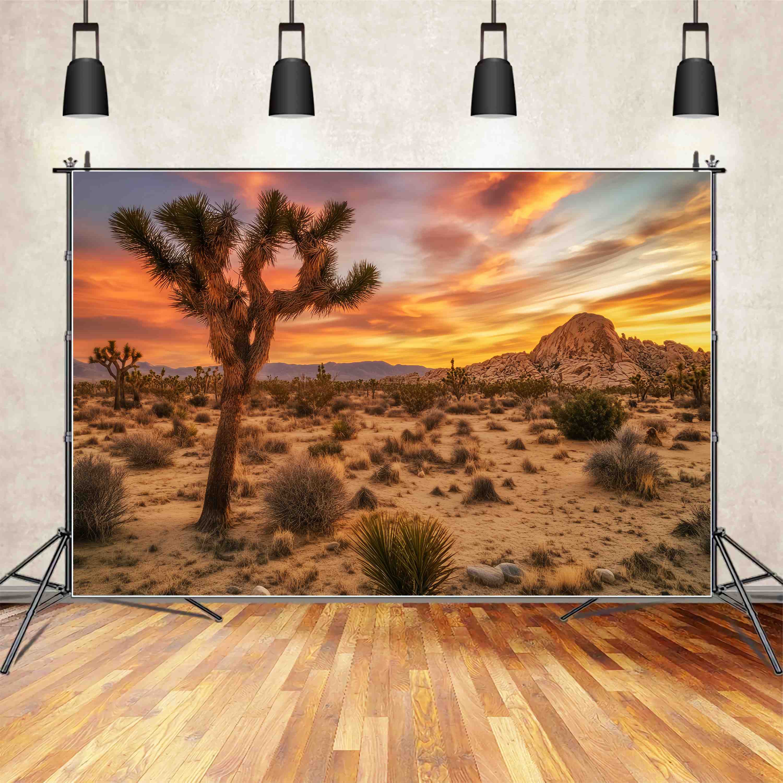 Autumn Fall Backdrop Desert Sunset Joshua Tree Glow Sunset Backdrop LXX58-183