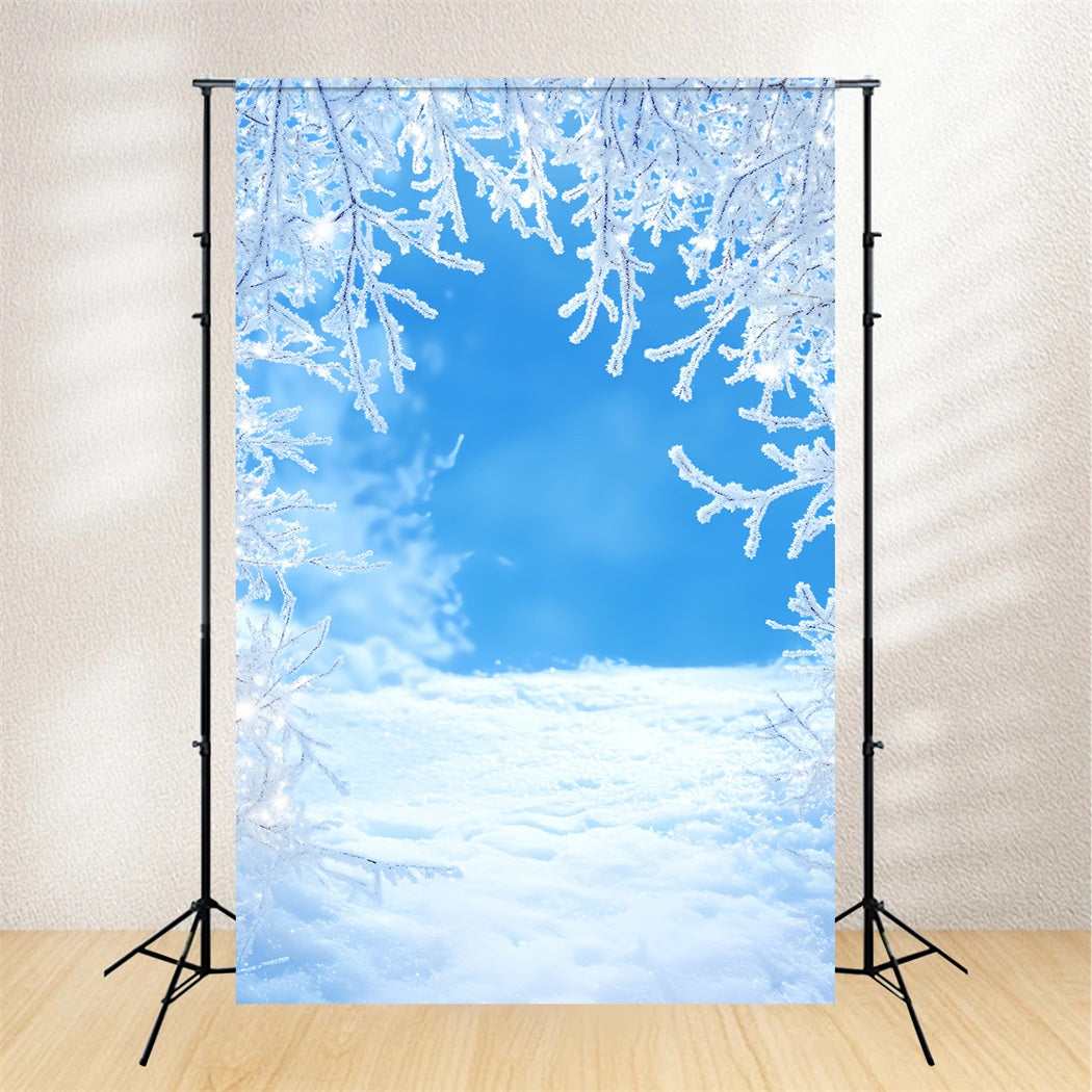 Winter Sky Backdrop Frosty Branches Blue Sky Winter Snow Backdrop LXX58-217