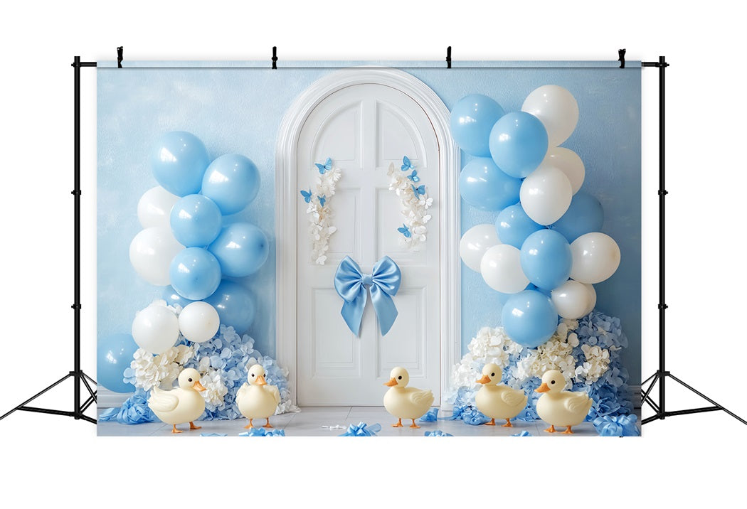 Newborn Backdrop Blue Balloons Ducks Door Newborn Photography Backdrops LXX58-353