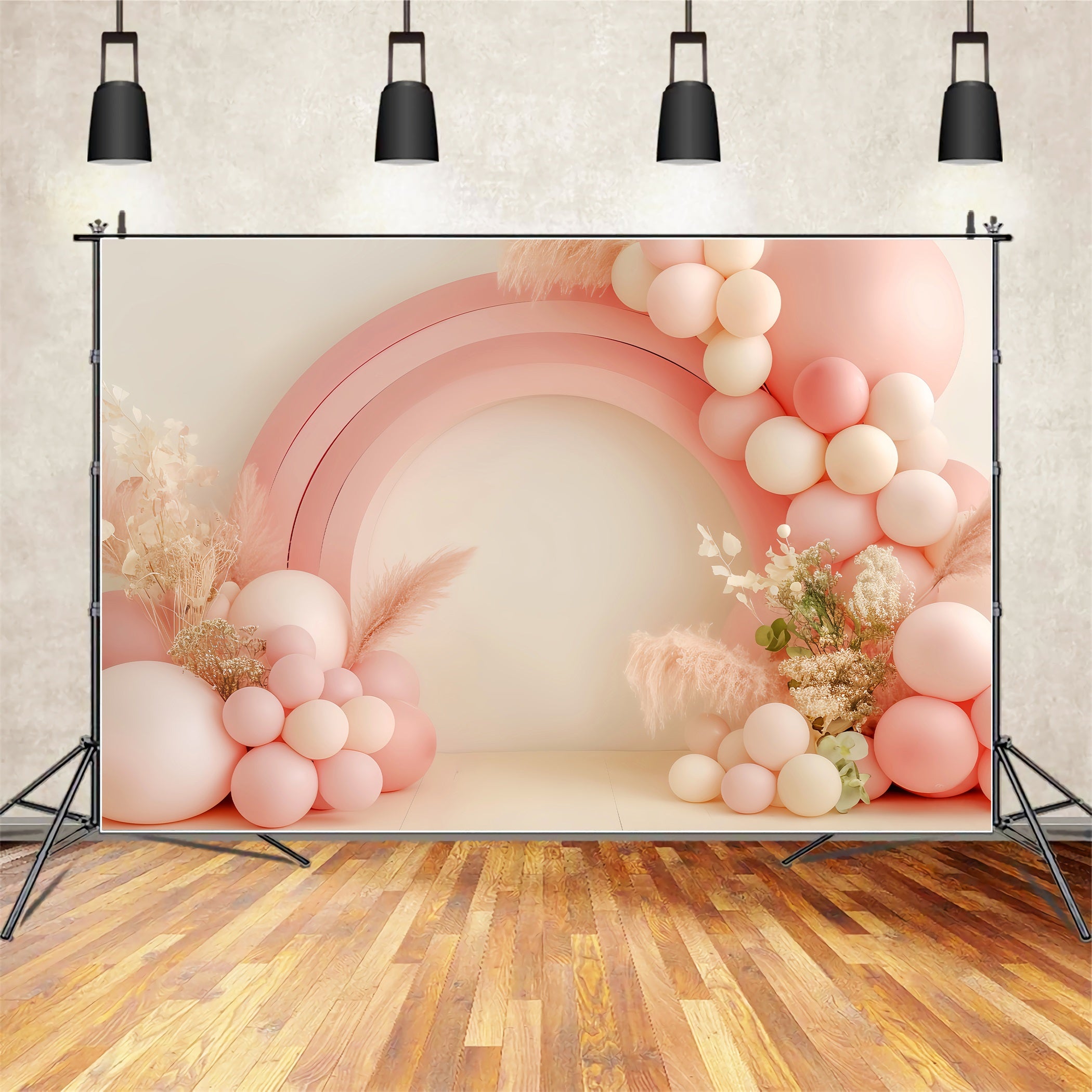 Rainbow Backdrop Blush Rainbow Balloon Arch Newborn Backdrop LXX58-363