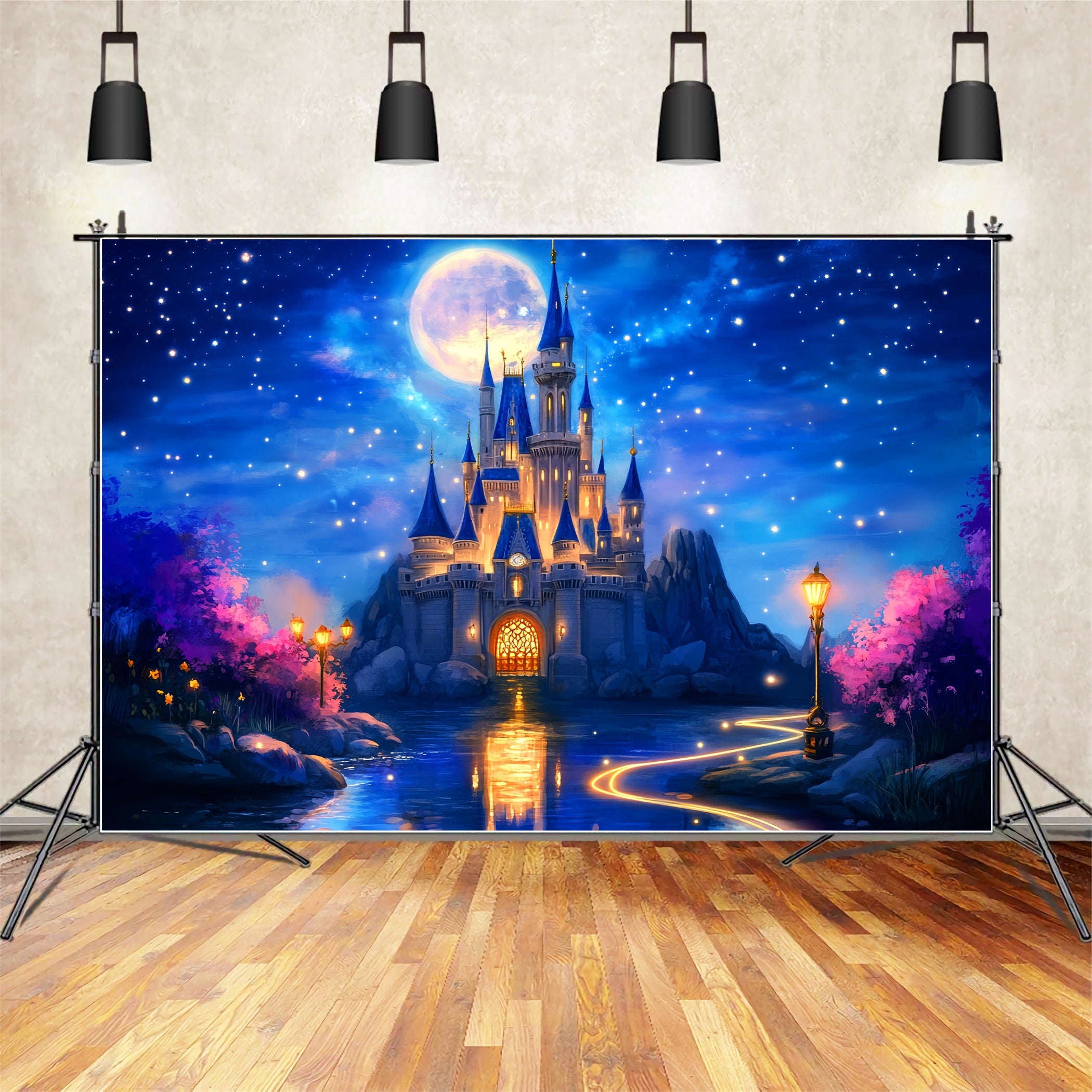 Castle Backdrop Starry Night Fantasy Castle Newborn Photoshoot Backdrop LXX58-368