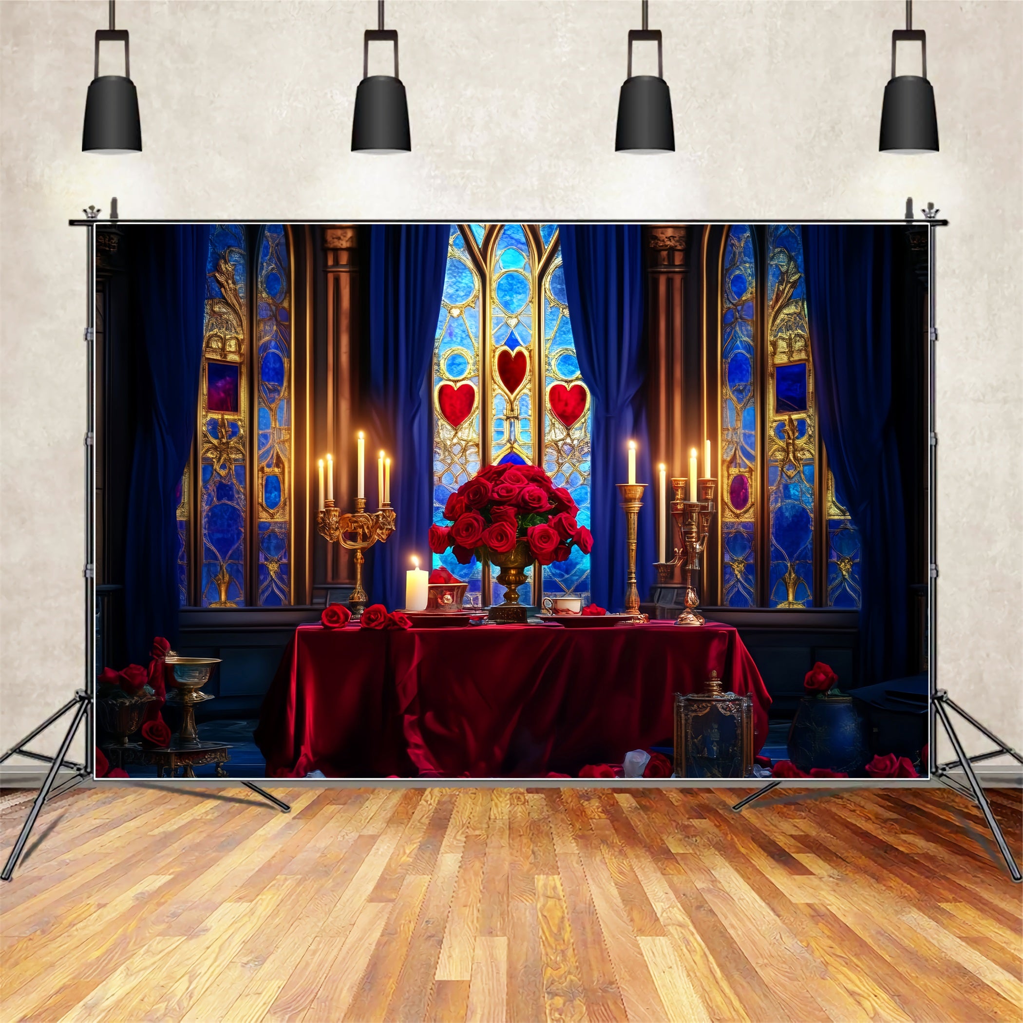 Castle Backdrop Romantic Candlelit Rose Table Kids Photo Backdrop LXX58-370