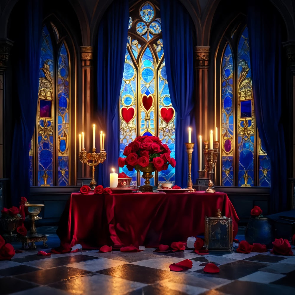 Castle Backdrop Romantic Candlelit Rose Table Kids Photo Backdrop LXX58-370