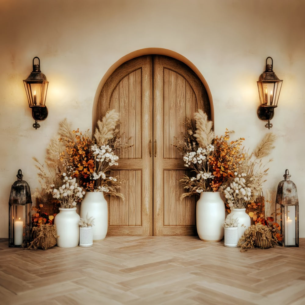 Newborn Backdrop Rustic Wooden Door Florals Newborn Photography Backdrop LXX58-378