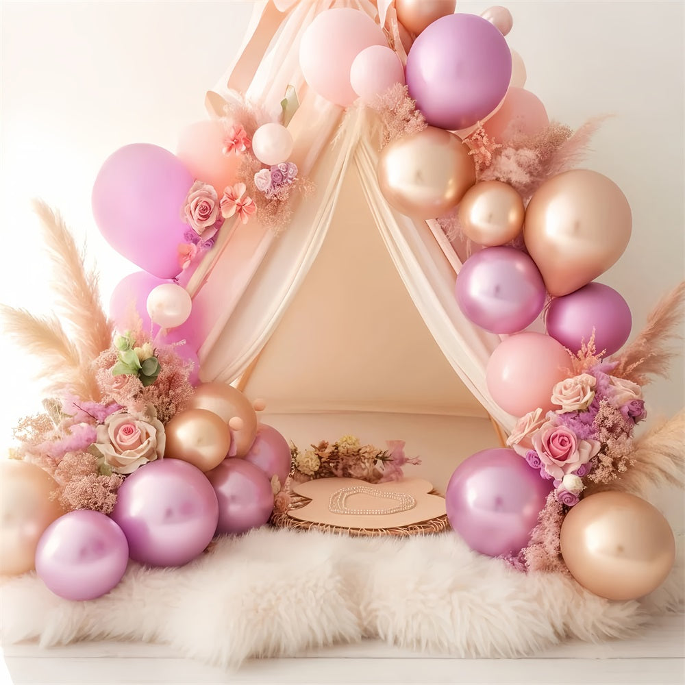 Newborn Backdrop Blush Balloon Floral Tent Kids Backdrops LXX58-388