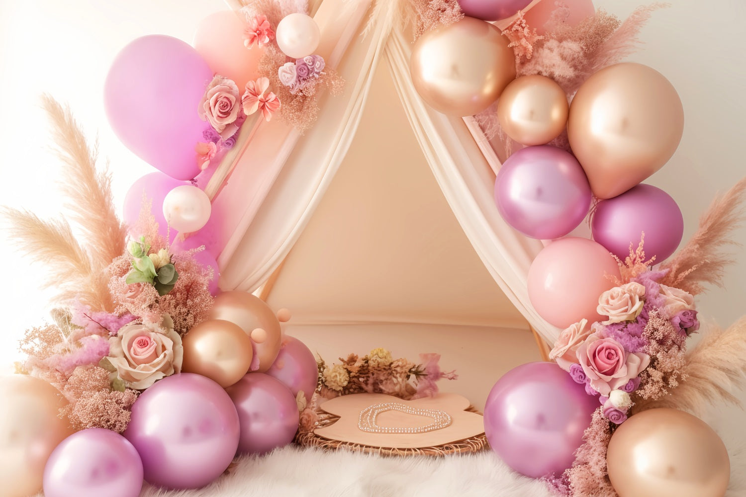 Newborn Backdrop Blush Balloon Floral Tent Kids Backdrops LXX58-388