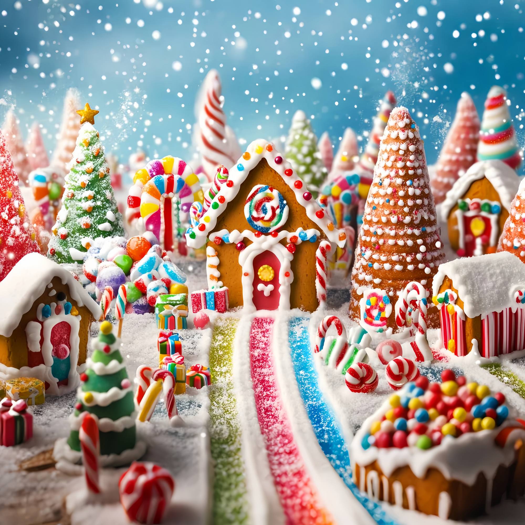 Candyland Christmas Backdrop Candyland Gingerbread Village Scene Christmas Backdrop ideas LXX58-90