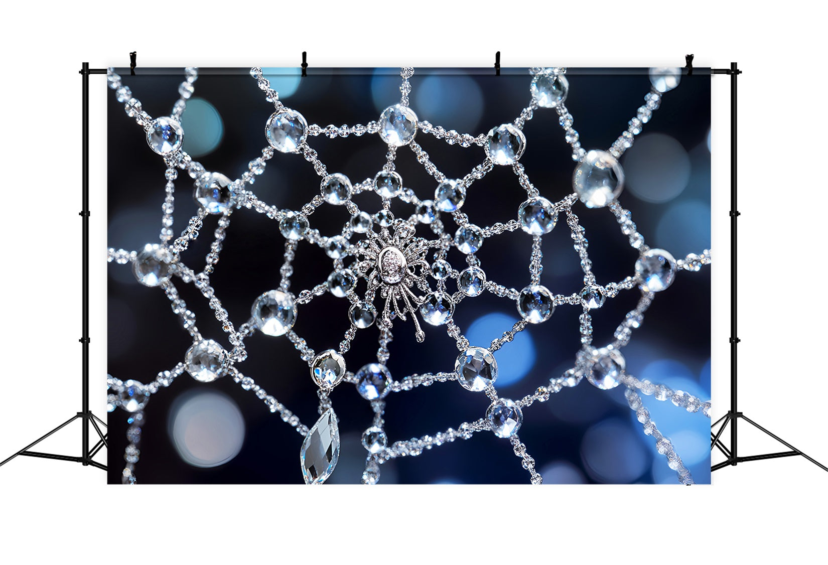 Halloween Spider Backdrop Crystal Spiderweb Sparkle Halloween Backdrop Ideas LXX59-109