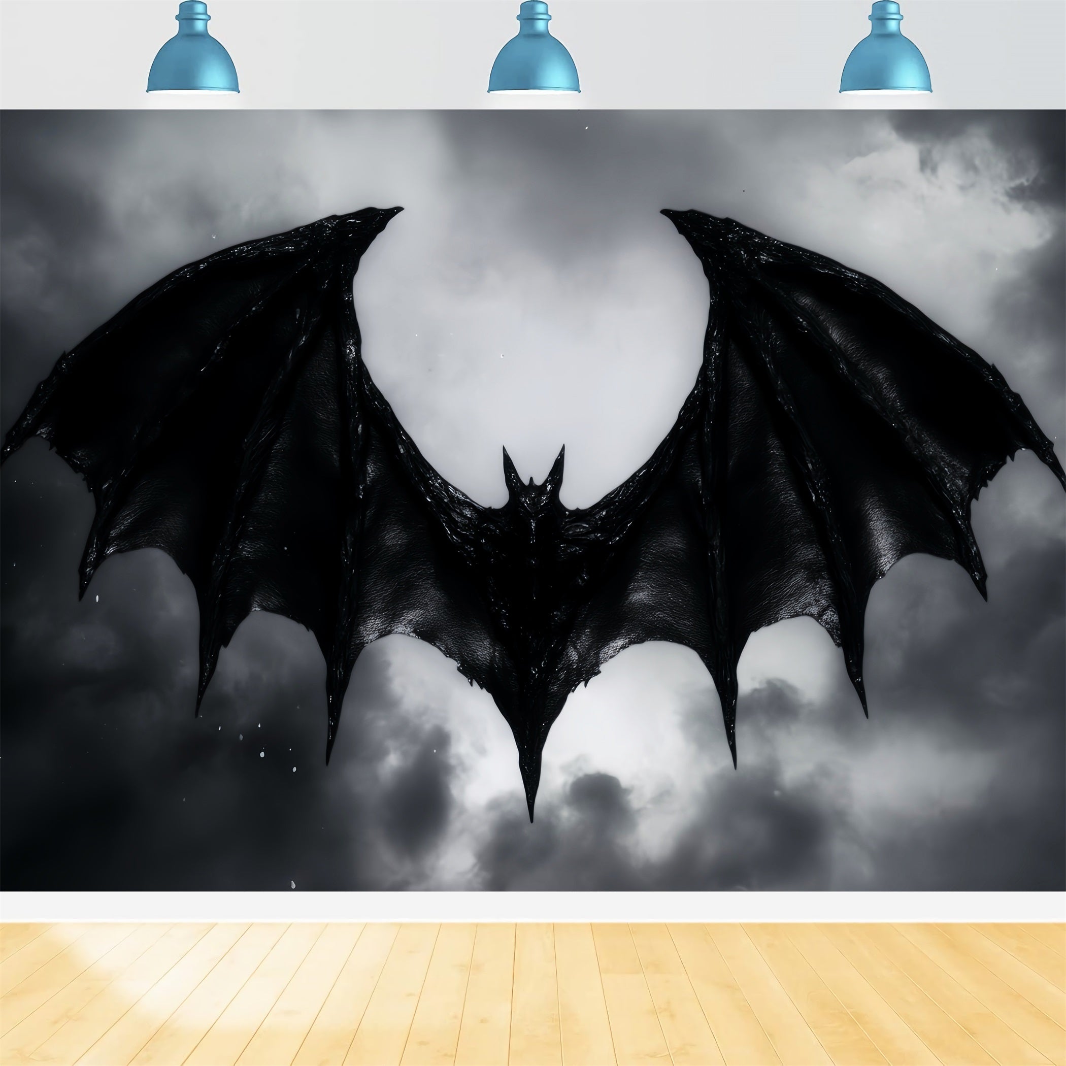 Halloween Bat Backdrop Dark Winged Bat Silhouette Halloween Photo Backdrops LXX59-110