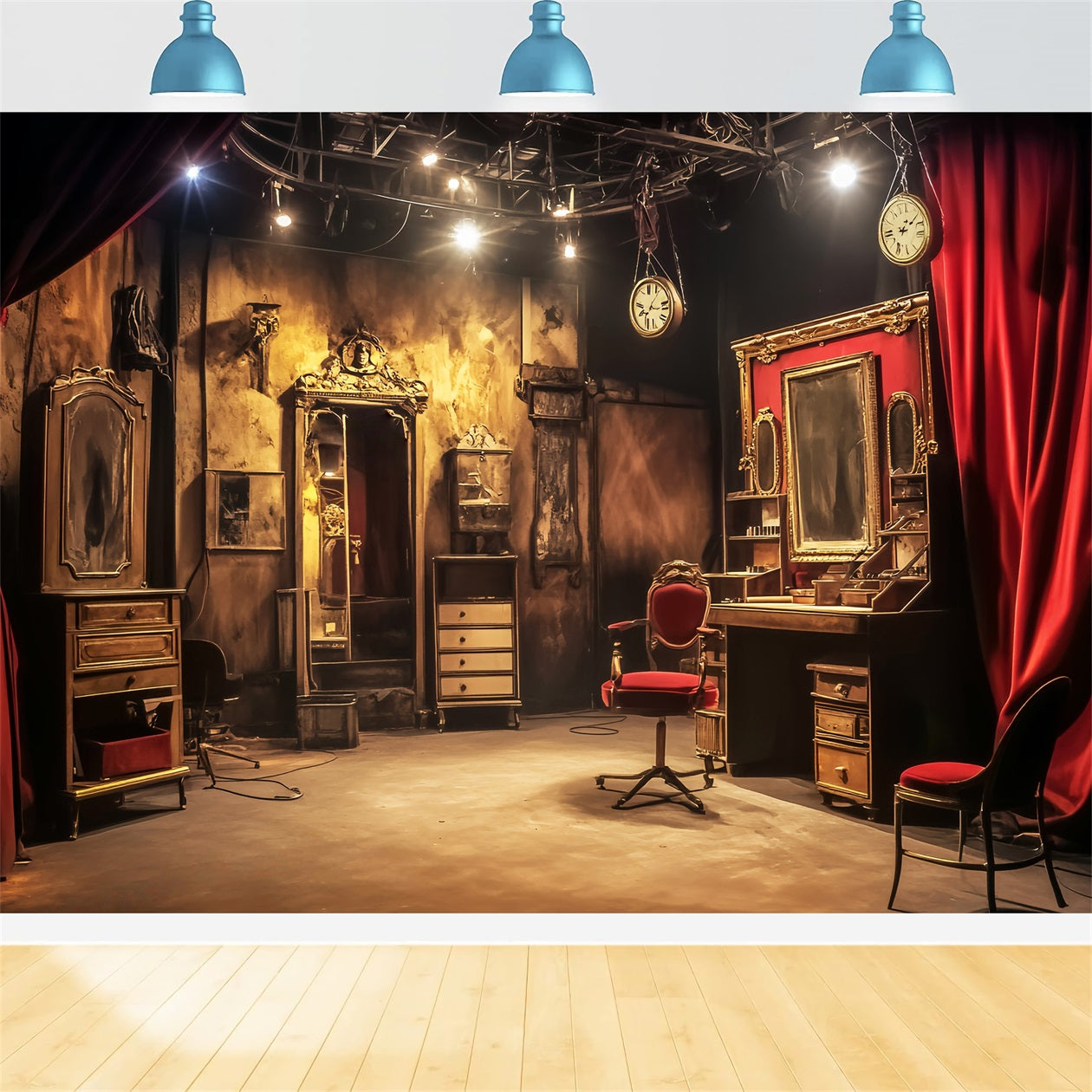 Graveyard Backdrop Gothic Haunted Dressing Room Halloween Photography Backdrop LXX59-112