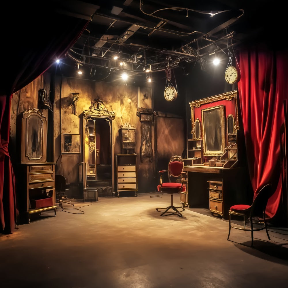 Graveyard Backdrop Gothic Haunted Dressing Room Halloween Photography Backdrop LXX59-112