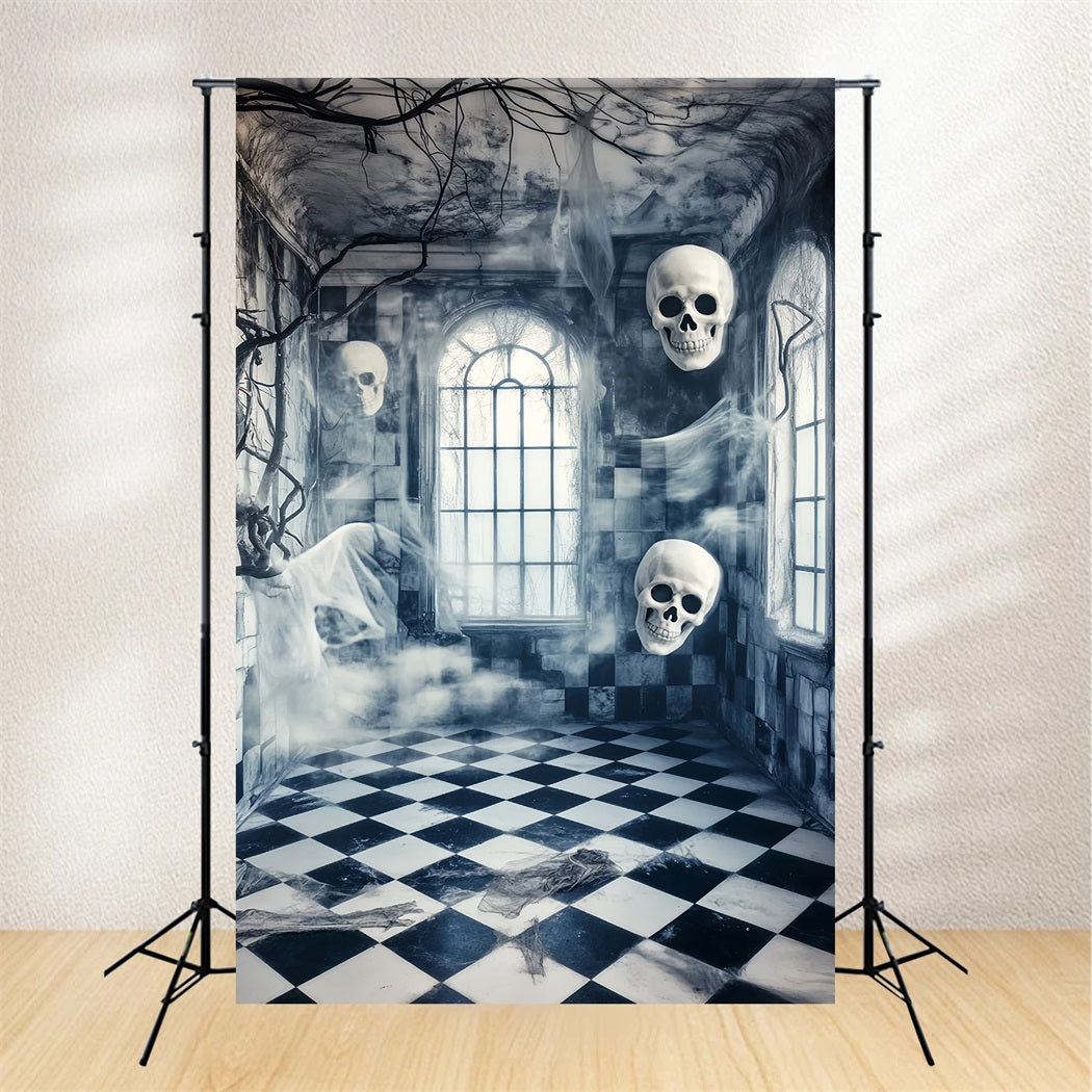 Haunted Forest Backdrop Floating Skulls Corridor Spooky Halloween Backdrop LXX59-116
