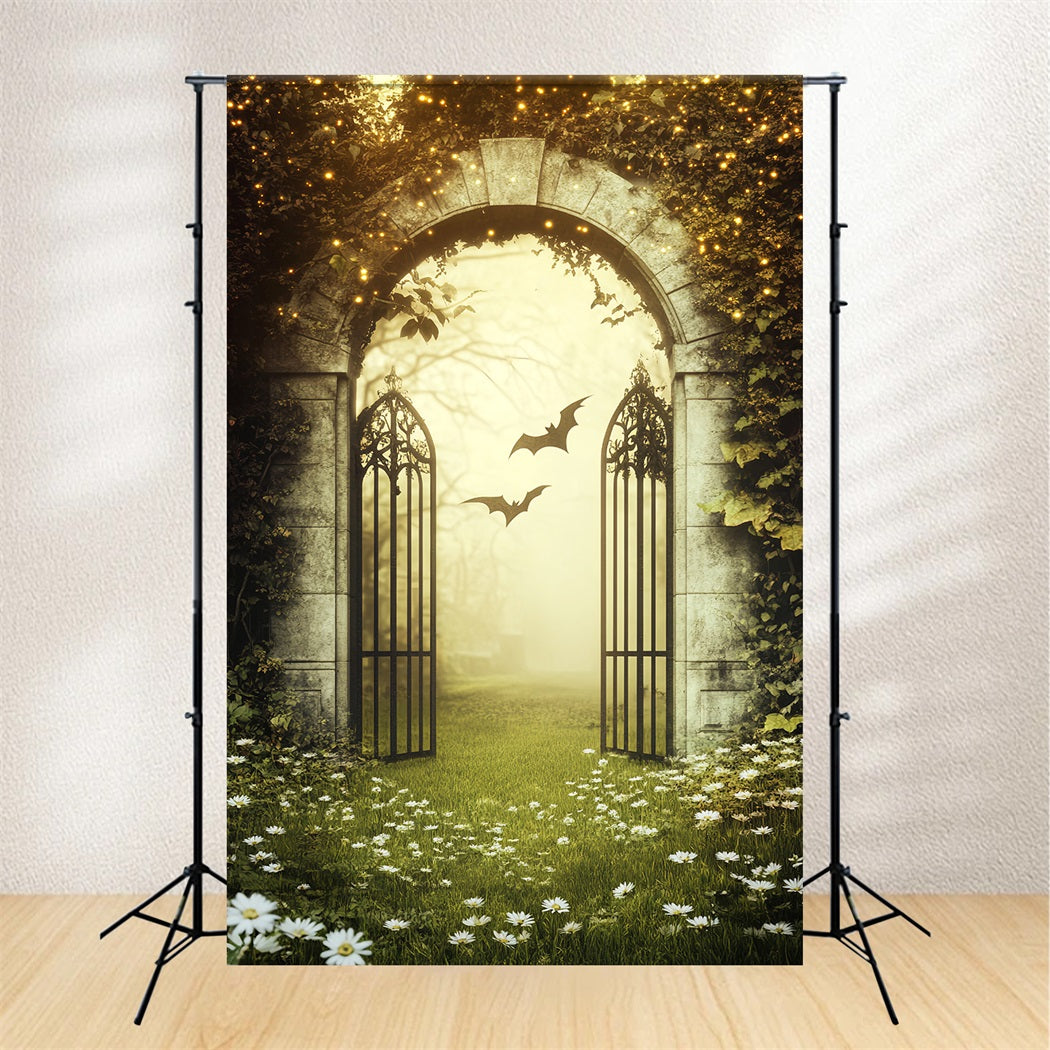 Haunted Forest Backdrop Golden Light Ivy Archway Halloween Photography Backdrops LXX59-126