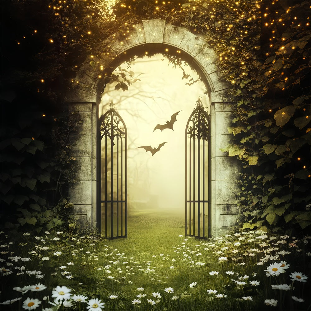 Haunted Forest Backdrop Golden Light Ivy Archway Halloween Photography Backdrops LXX59-126