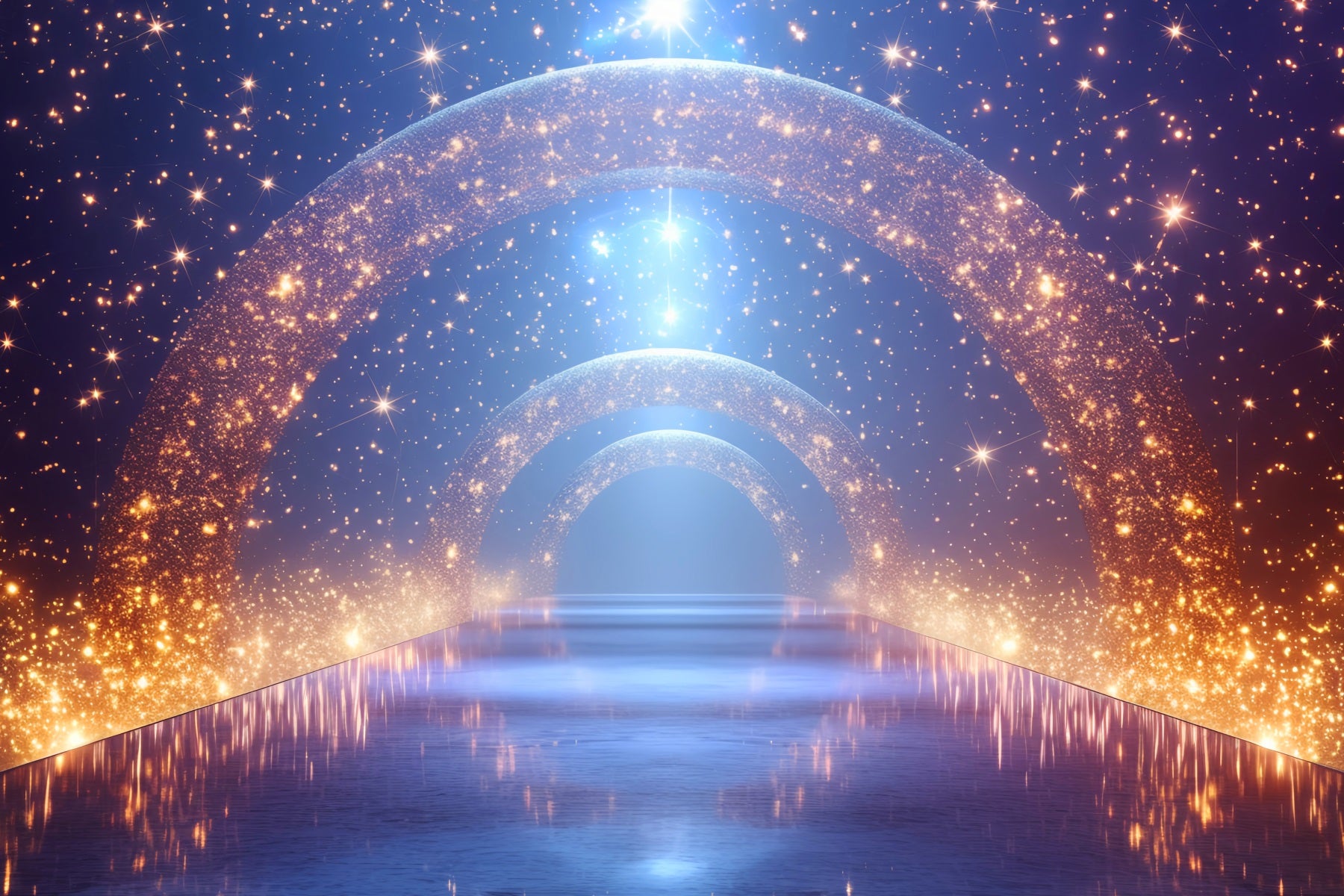 Spotlight Backdrop Sparkling Galaxy Archway Lights School Dance Backdrop LXX59-13