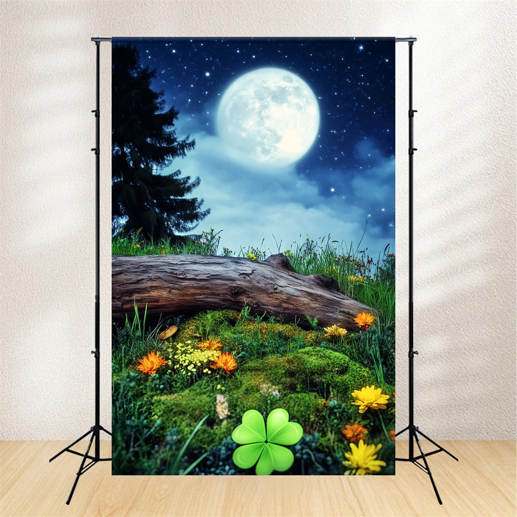 Haunted Forest Backdrop Lucky Clover Meadow Night Sky Halloween Backdrop Ideas LXX59-141