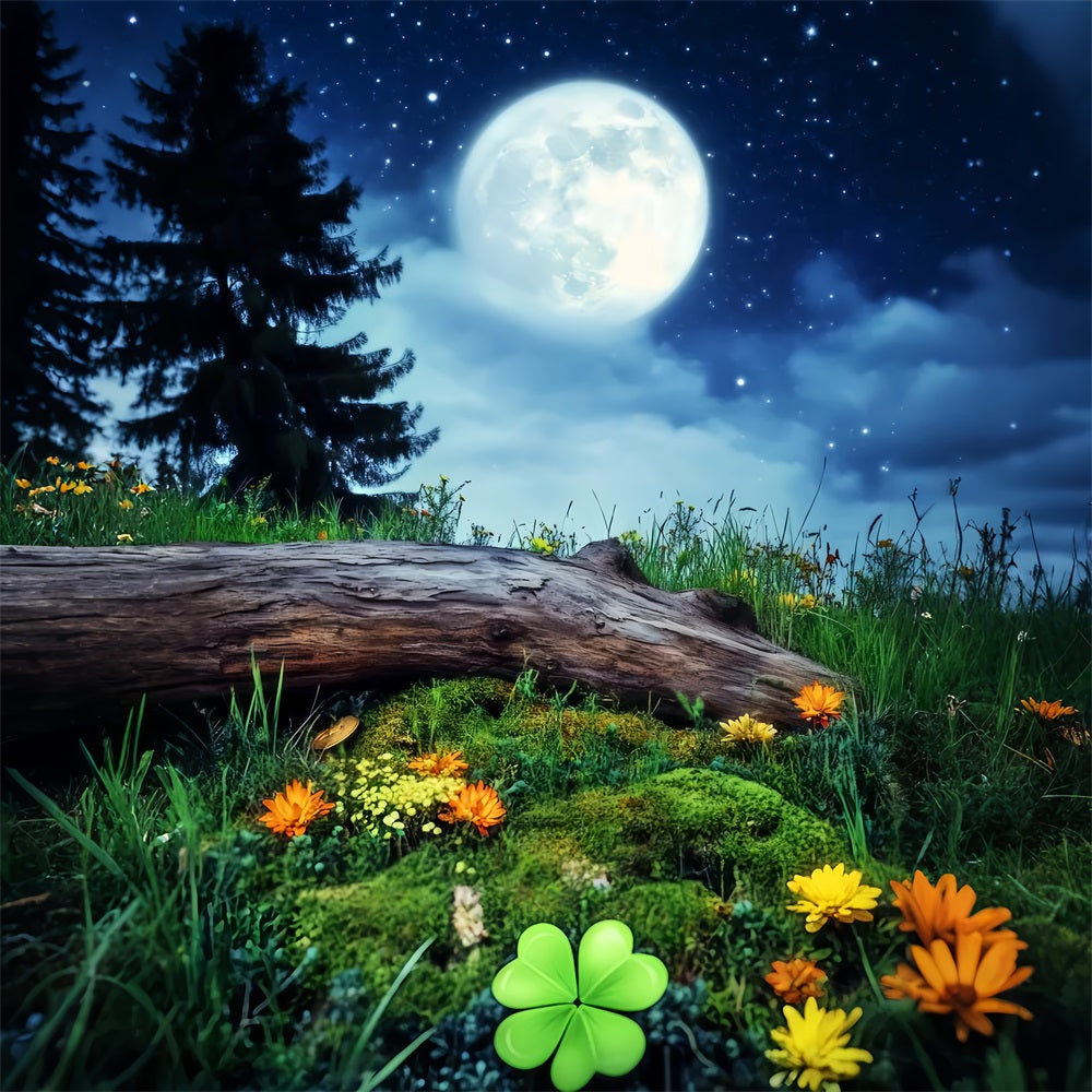 Haunted Forest Backdrop Lucky Clover Meadow Night Sky Halloween Backdrop Ideas LXX59-141