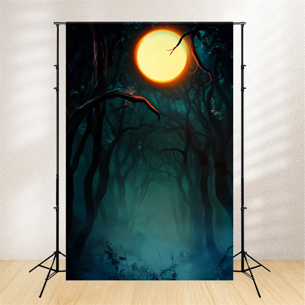 Haunted Forest Backdrop Dark Haunted Forest Full Moon Halloween Moon Backdrop LXX59-142
