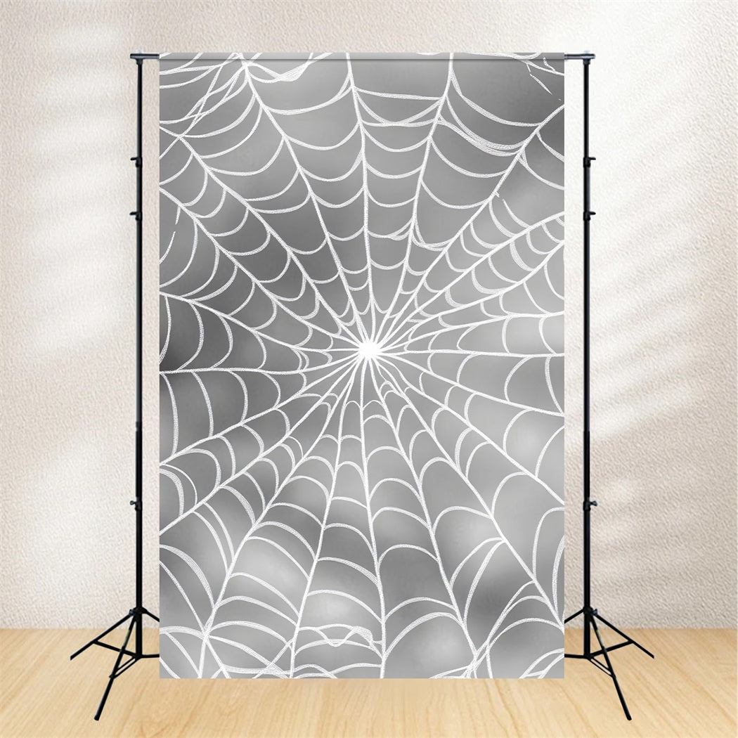 Halloween Color Backdrop Silver Spiderweb Pattern Design Halloween Photo Backdrop LXX59-148