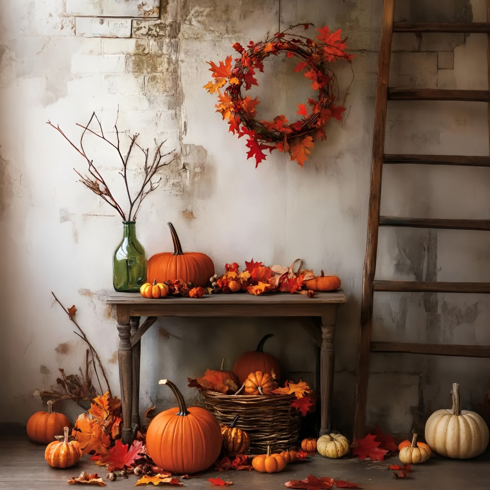 Halloween Color Backdrop Rustic Pumpkin Autumn Arrangement Halloween Backdrop Ideas LXX59-149
