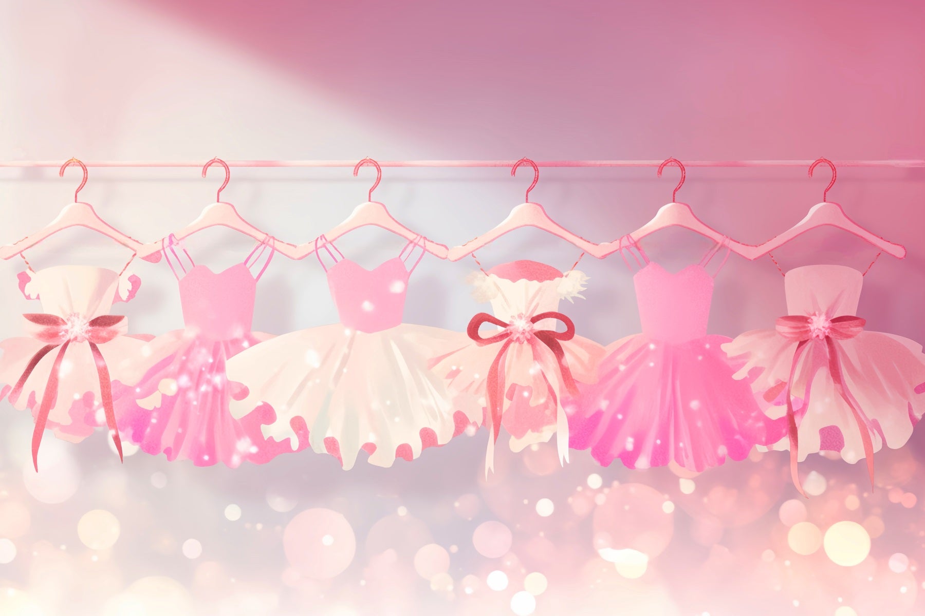 Dance Studio Backdrop Pastel Pink Ballet Dresses Row Dance Backdrop LXX59-15