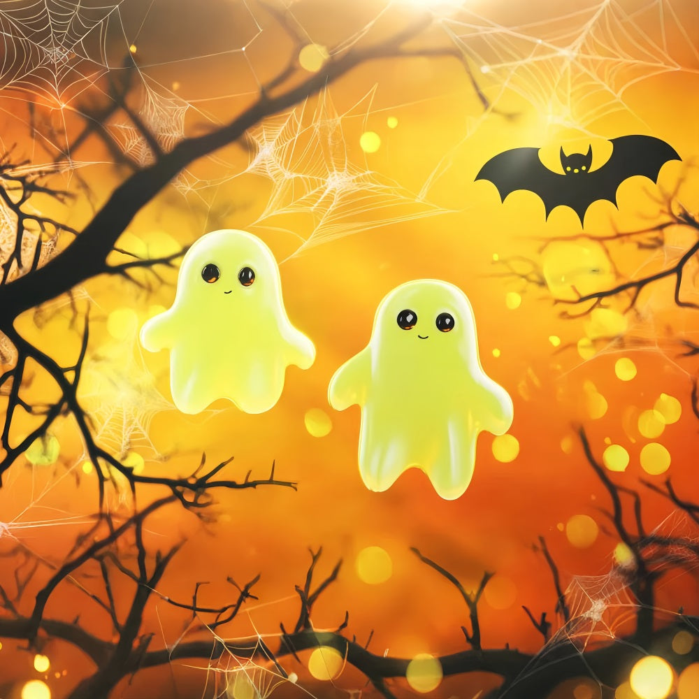 Halloween Color Backdrop Cute Glowing Ghosts Illustration Halloween Photo Backdrops LXX59-150
