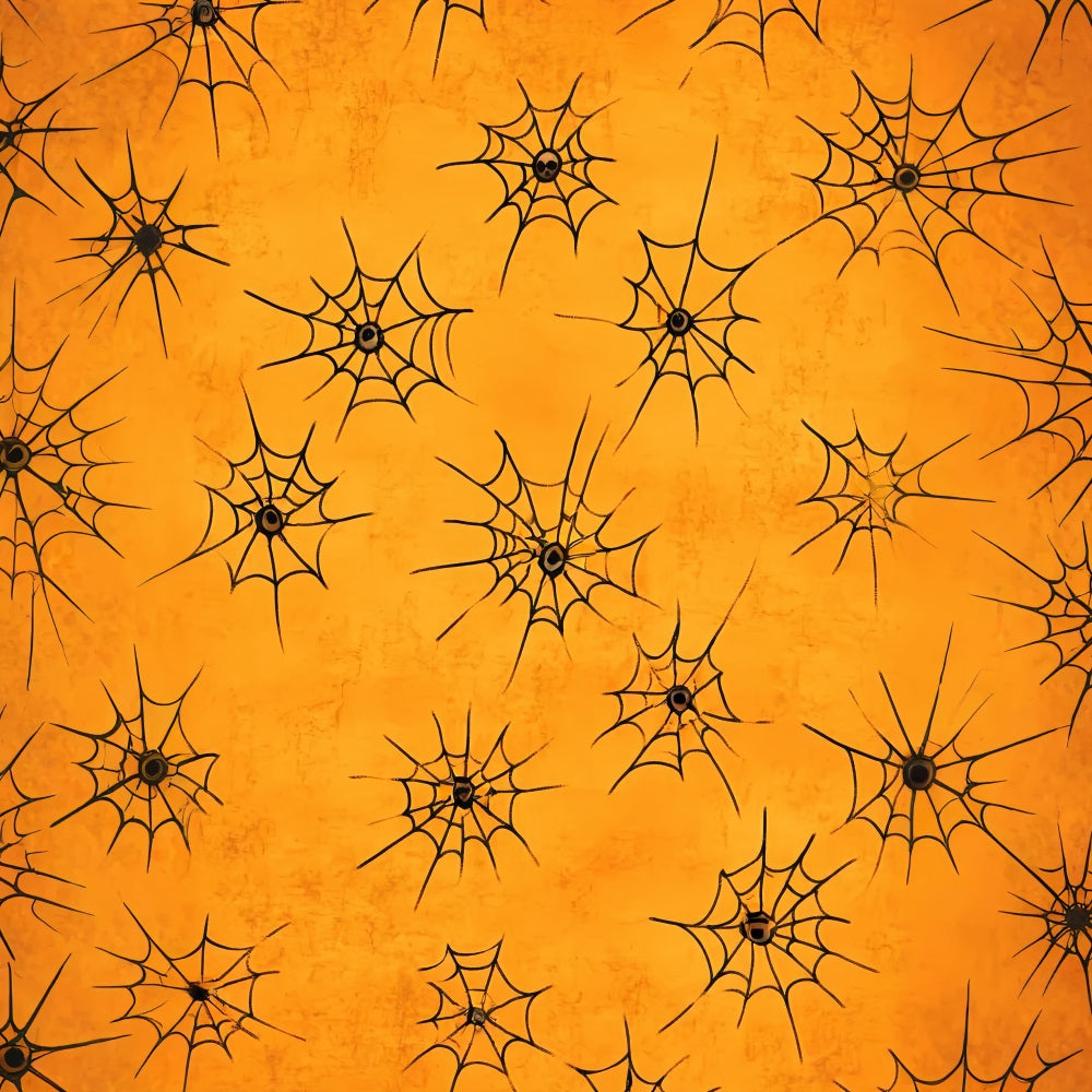 Color Backdrop Orange Background Spiderweb Pattern Halloween Photo Booth Backdrop LXX59-151