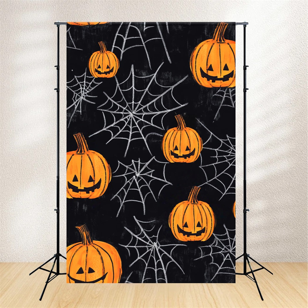 Halloween Color Backdrop Pumpkin Lantern Spider Web Halloween Photography Backdrop LXX59-152