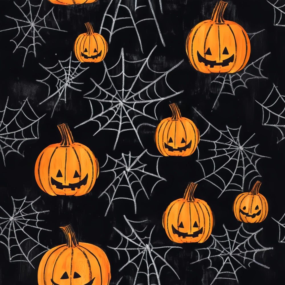 Halloween Color Backdrop Pumpkin Lantern Spider Web Halloween Photography Backdrop LXX59-152