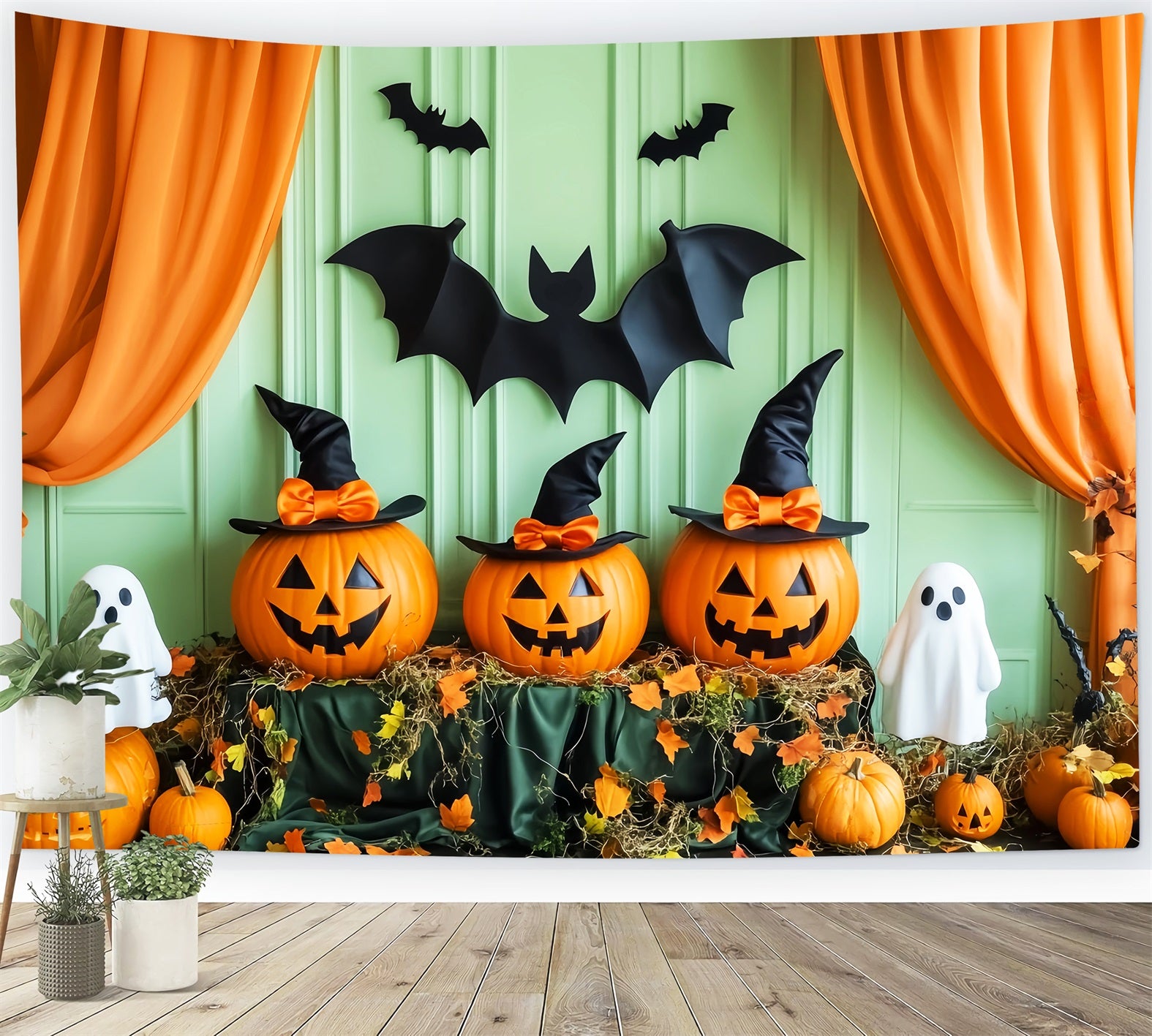 Halloween Graveyard Backdrop Pumpkin Ghost Witch Bats Halloween Backdrop Ideas LXX59-158