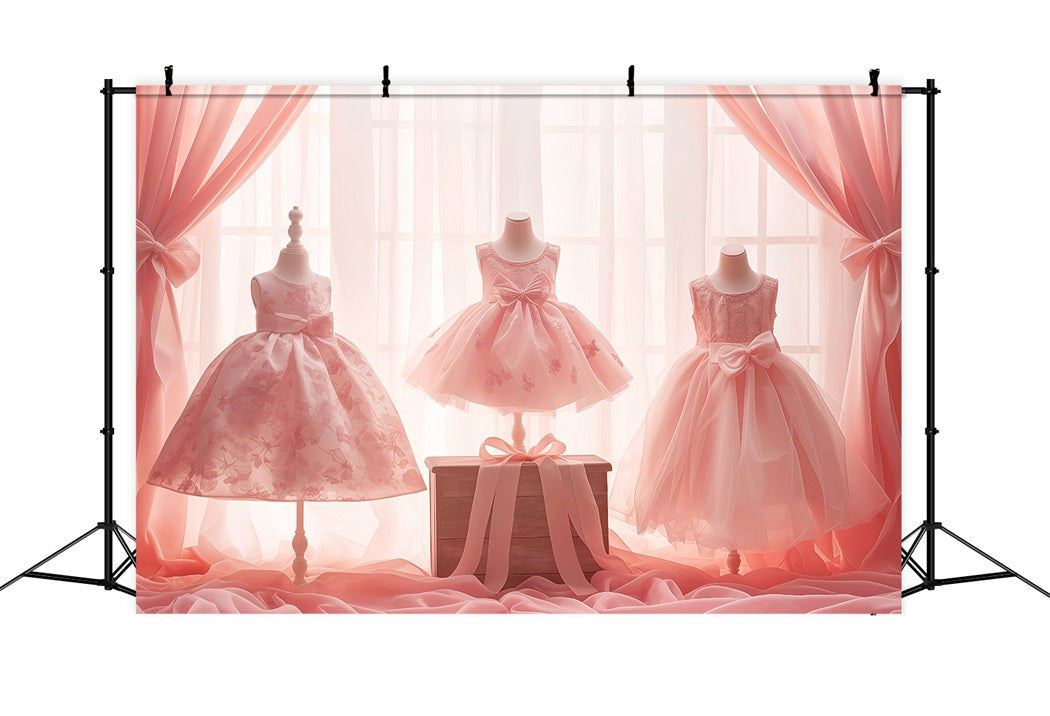 Dance Studio Backdrop Elegant Pink Gowns Window Display Dance Backdrops LXX59-16