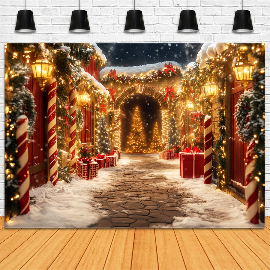 Candyland Backdrop Candy Cane Village Pathway Lights Christmas Backdrops Sale LXX59-167