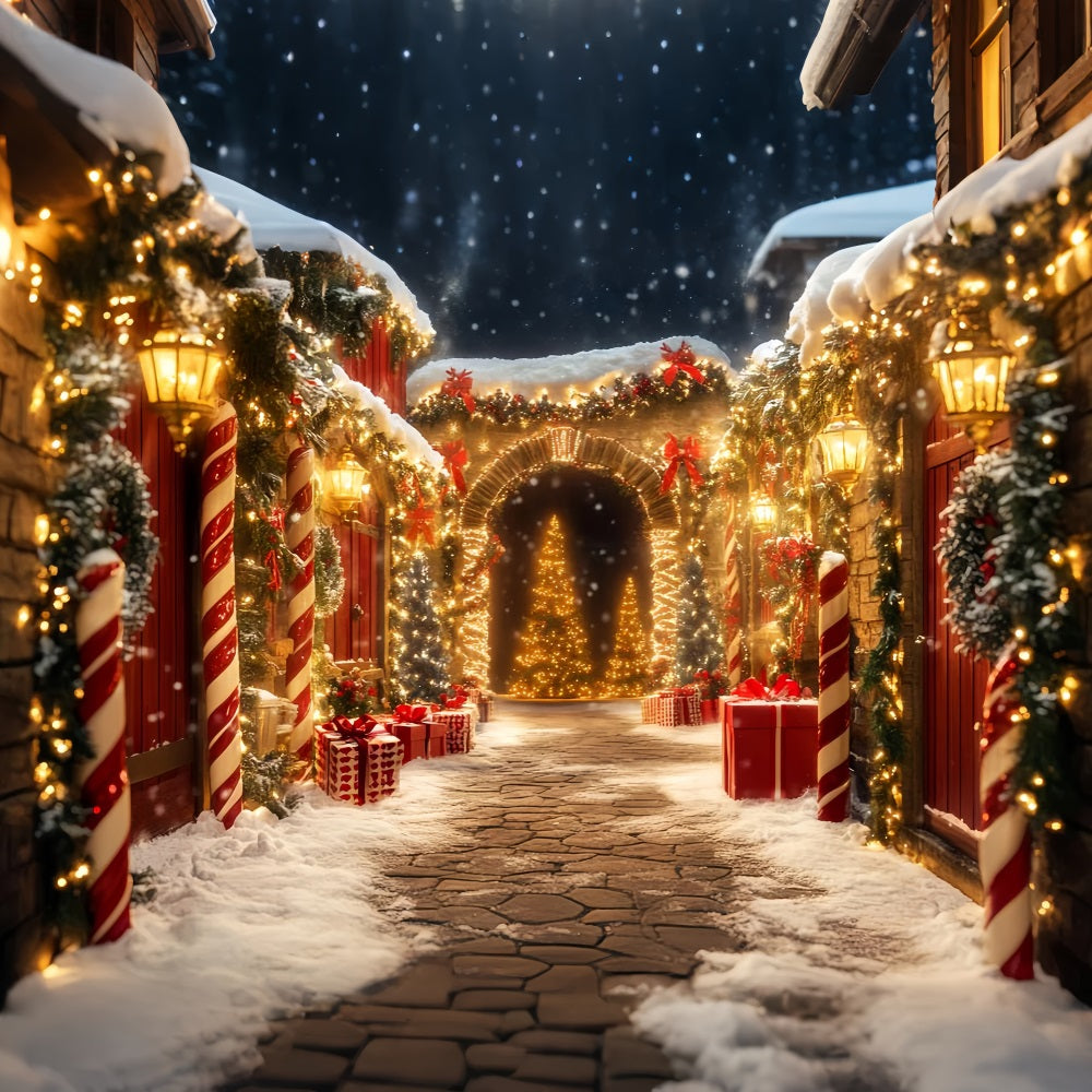 Candyland Backdrop Candy Cane Village Pathway Lights Christmas Backdrops Sale LXX59-167