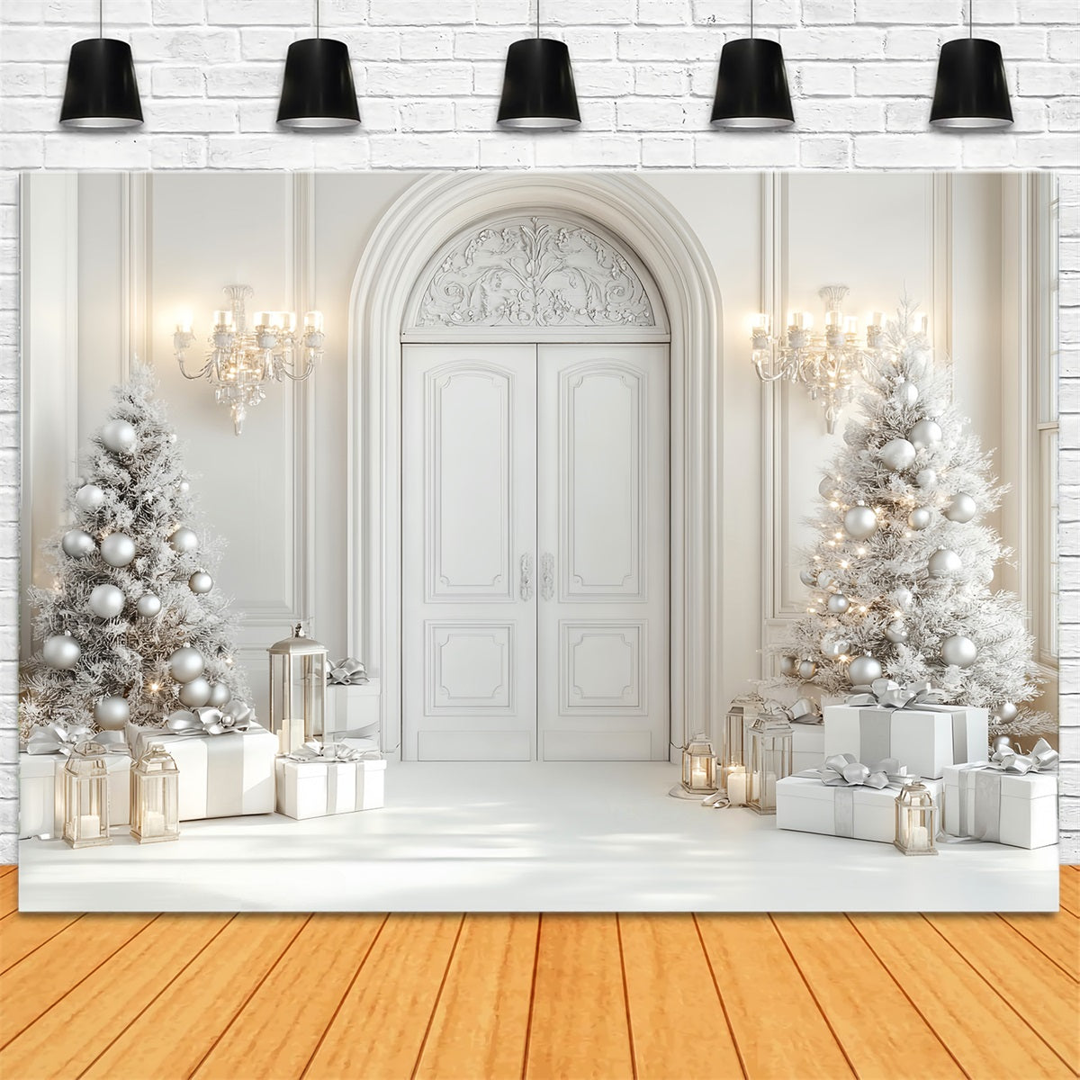 White Christmas Backdrop Elegant Door Christmas Trees White Christmas Backdrop LXX59-169