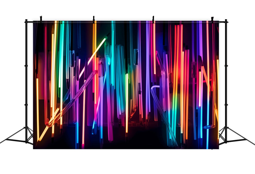Dance Studio Backdrop Neon Rainbow Glow Lights Photography Dance Backdrop LXX59-17