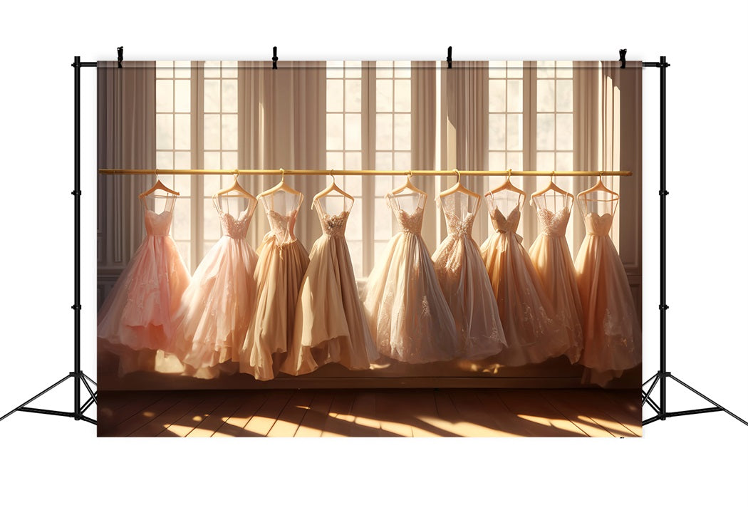 Dance Studio Backdrop Golden Ballroom Gown Display School Dance Backdrop LXX59-18