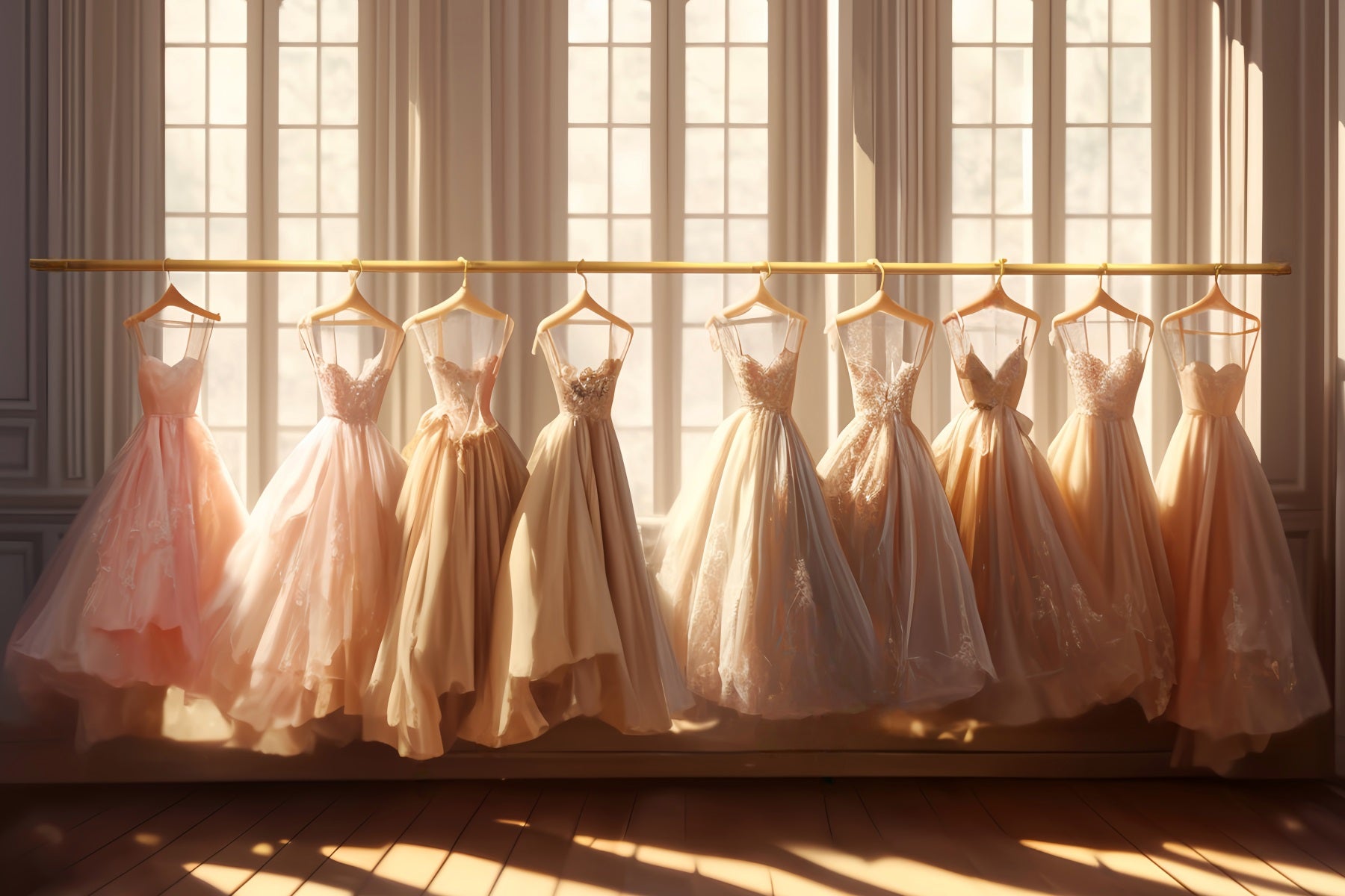 Dance Studio Backdrop Golden Ballroom Gown Display School Dance Backdrop LXX59-18