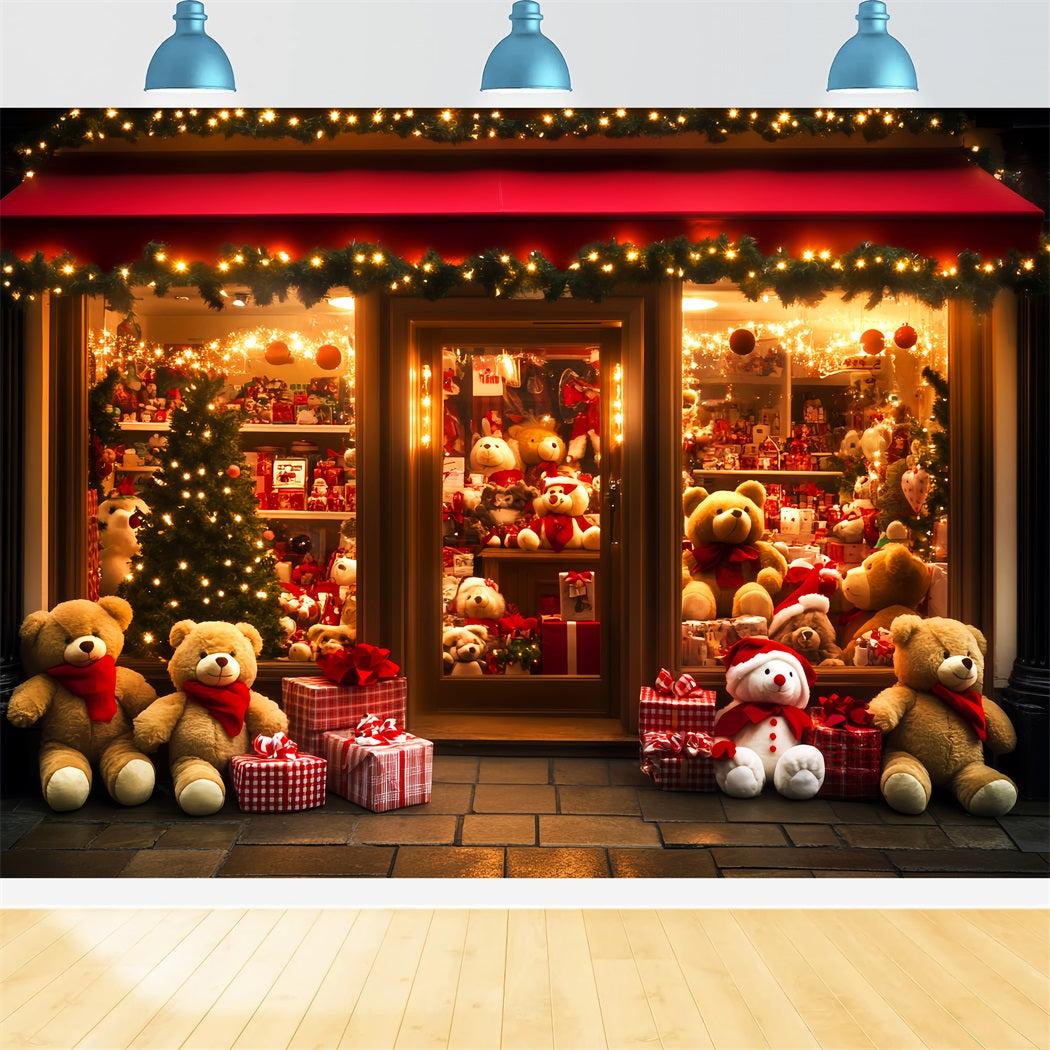 Toy Store Backdrop Teddy Bear Gift Shop Display Christmas Backdrop Ideas LXX59-189