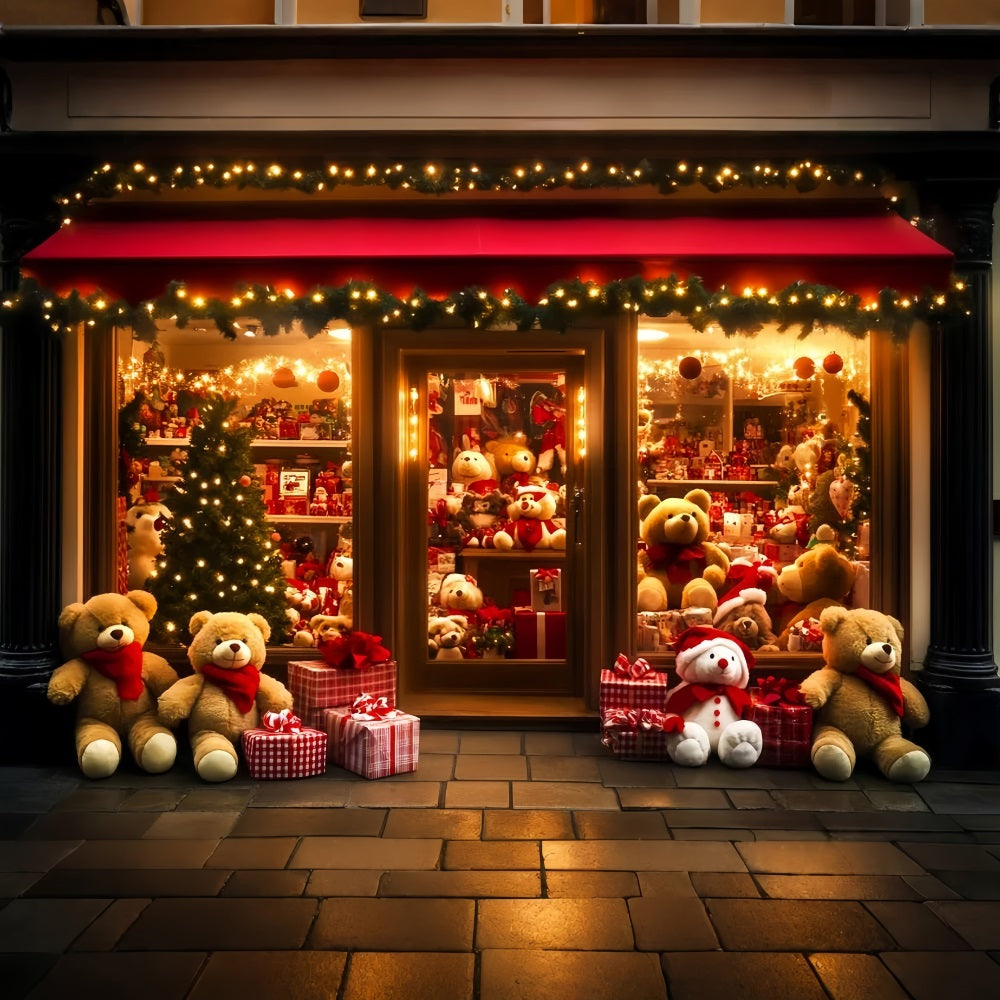 Toy Store Backdrop Teddy Bear Gift Shop Display Christmas Backdrop Ideas LXX59-189
