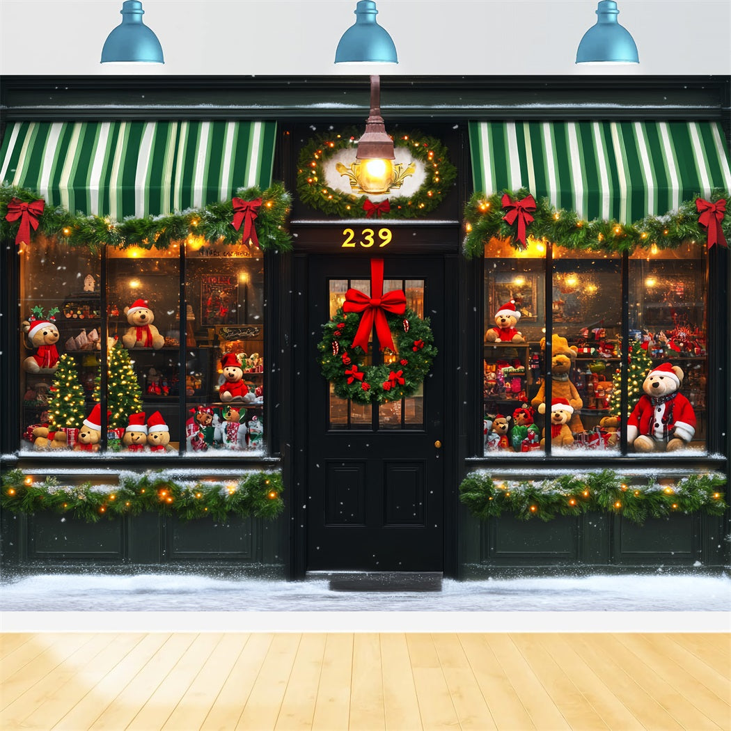 Toy Store Backdrop Teddy Bear Storefront Decor Christmas Backdrops LXX59-192