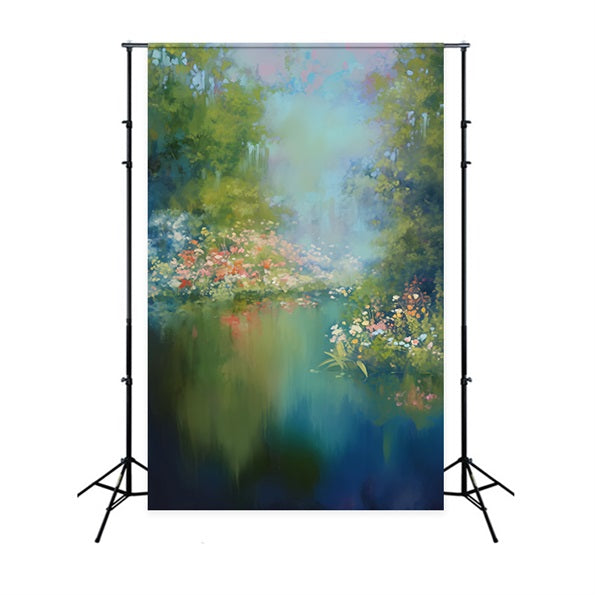 Abstract Painting Flower Backdrop Impressionist Garden Bloom Colors Dance Backdrop LXX59-20