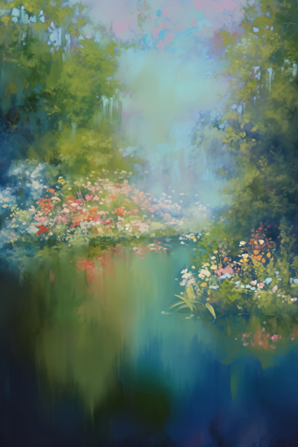 Abstract Painting Flower Backdrop Impressionist Garden Bloom Colors Dance Backdrop LXX59-20
