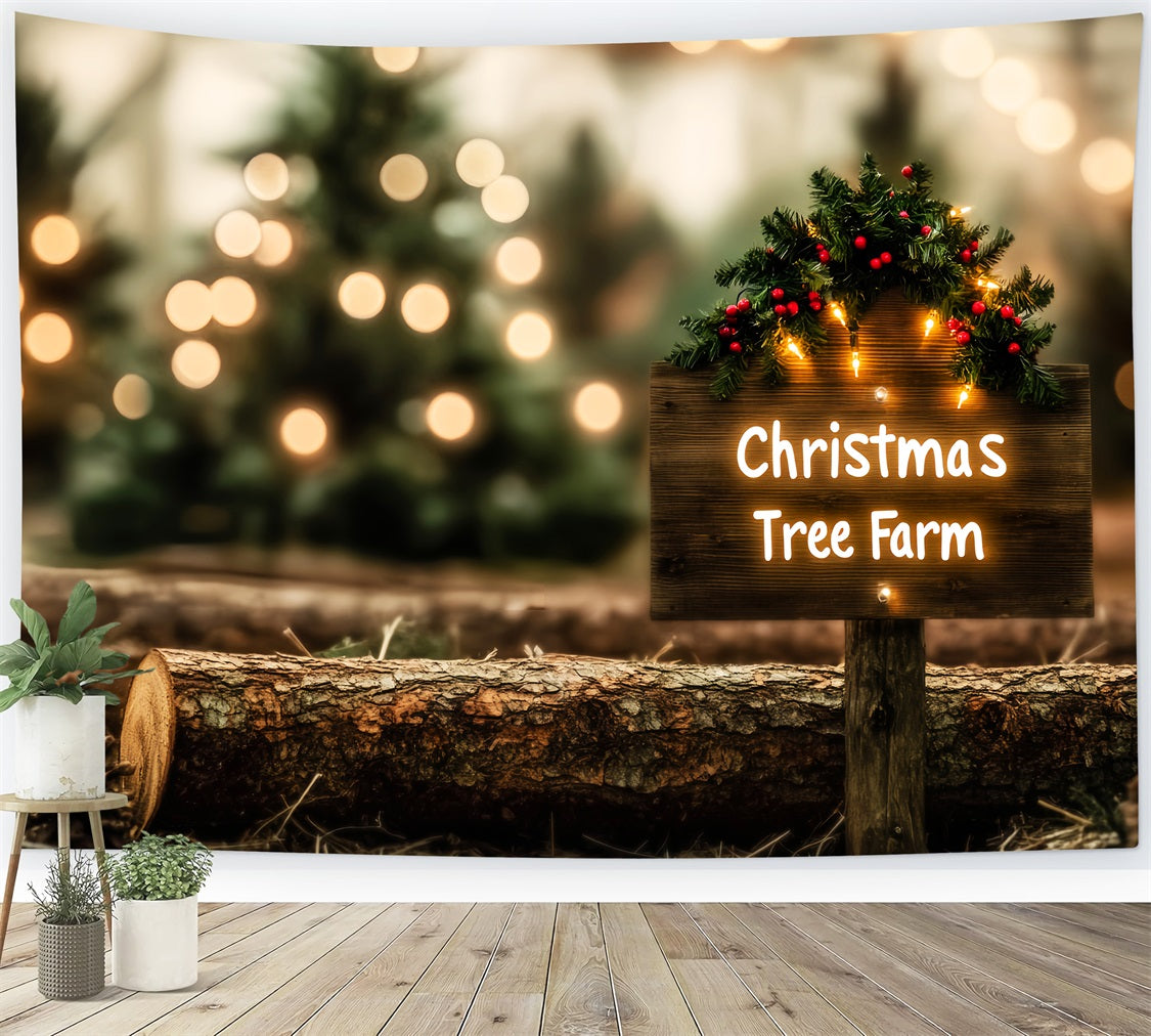 Christmas Farm Backdrop Rustic Tree Farm Sign Christmas Backdrops LXX59-203