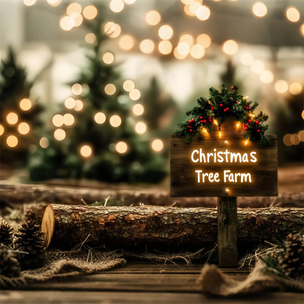 Christmas Farm Backdrop Rustic Tree Farm Sign Christmas Backdrops LXX59-203