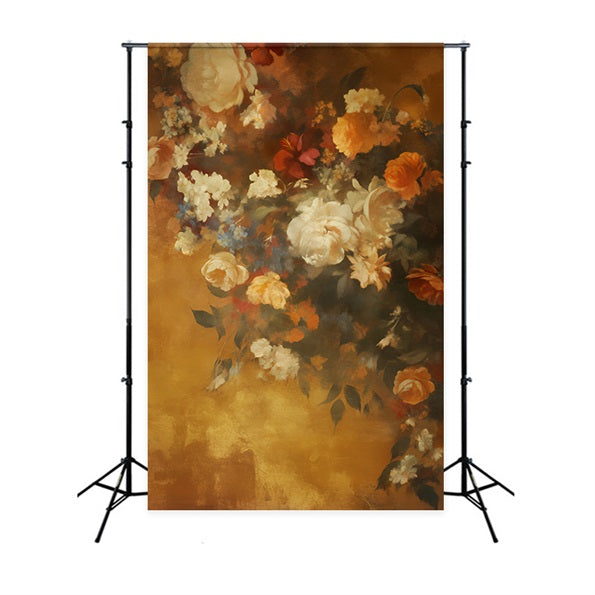 Abstract Painting Flower Backdrop Golden Vintage Floral Pattern Dance Backdrops LXX59-21