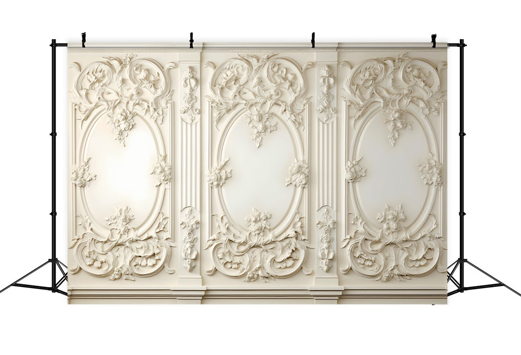 Abstract Backdrop Backdrop Ornate White Baroque Panel Photography Dance Backdrop LXX59-24
