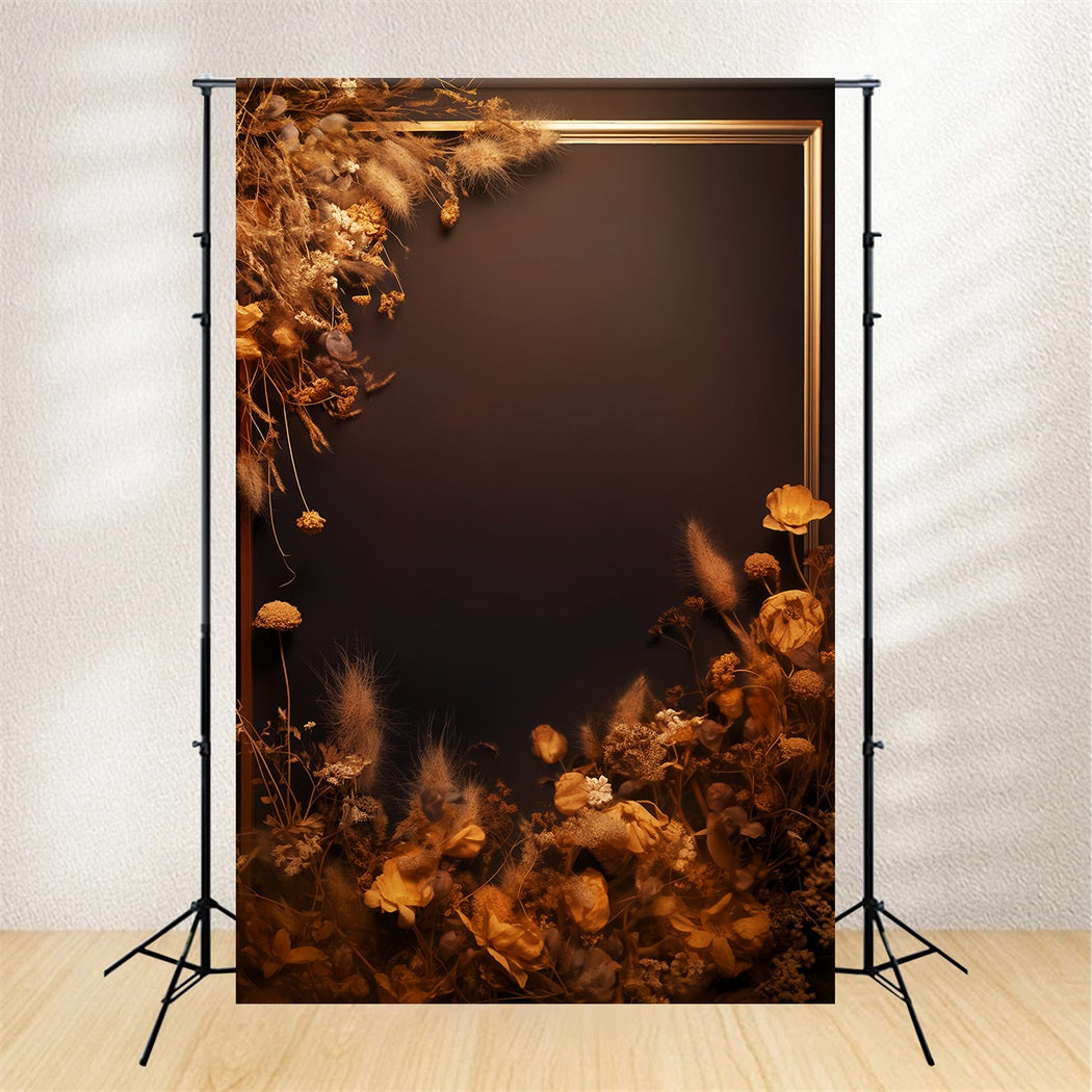 Abstract Backdrop Golden Frame Withered Flower Dance Backdrops LXX59-28